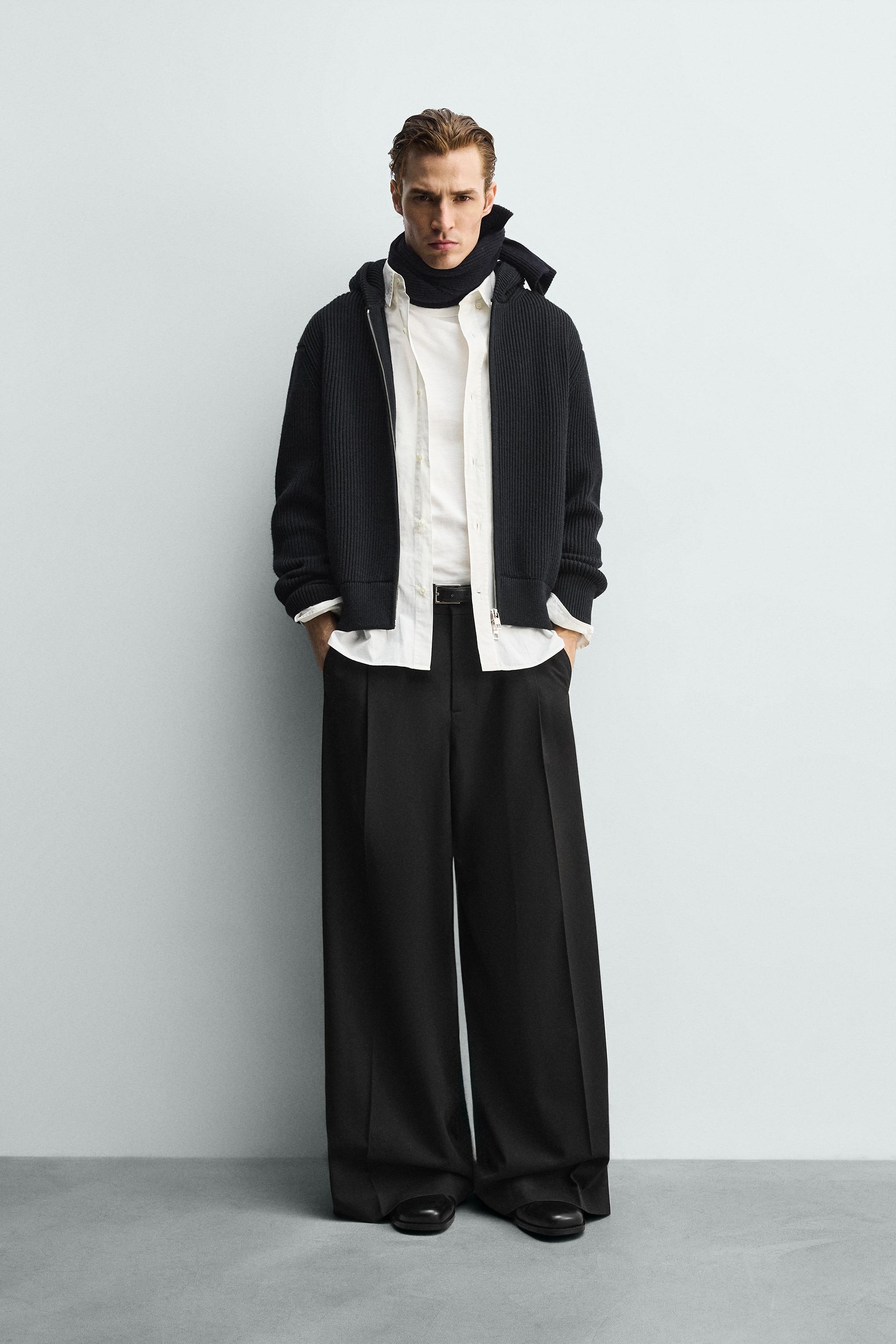 PANTALON COUPE LARGE À PLIS